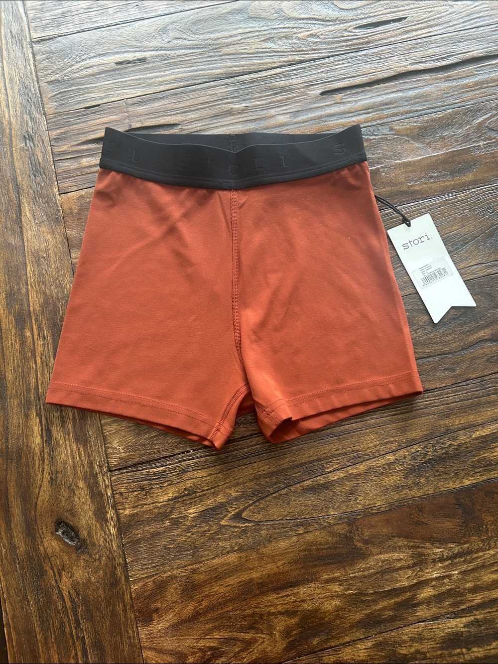 Stori Rust Orange Bike Shorts with Black Waistband